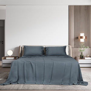 Dreamz 4pcs King Size 100% Bamboo Bed Sheet Set in Charcoal Colour-1973194026098233351