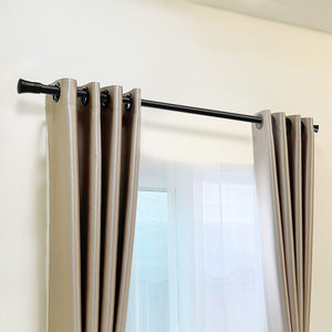 Marlow Black Curtain Rod Steel Quiet Rail Pole Pommel Set Extendable-1996005375761059847