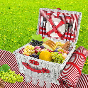Picnic Basket Set Baskets 4 Person Wicker-1973194015985766407