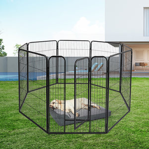 PaWz 8 Panel Pet Dog Playpen Puppy Exercise Black 2.5kg Venison-1973193827879620615