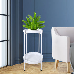 Levede 2 Tiers Plant Stand Metal Flower White Medium-1973193776063188998