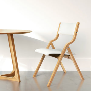 Levede 2x Dining Chairs Foldable PU Beige-1975420497088876551