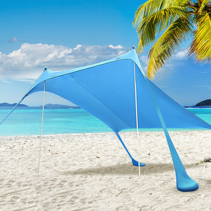 Beach Tent Camping Canopy 2-4 Person Family Sun Shade Shelter 210x210cm Blue-1973193766189797383