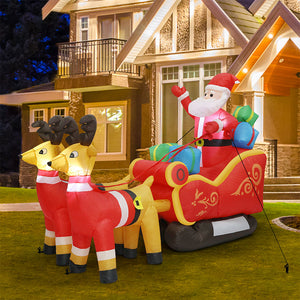 Santaco LED Inflatable Santa Sleigh Reindeer 2.2M-1973194173599322119