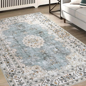 Marlow Floor Rug Short Pile Washable Vintage Carpet Soft Plush Non Slip 160x120-1996005378323779591
