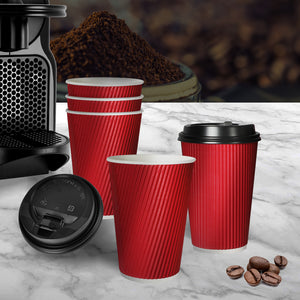50 Pcs 16oz Disposable Takeaway Coffee Red-1973194012202504199