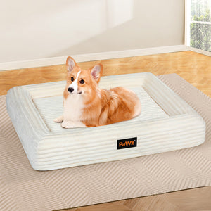 Pawz L Size Orthopedic Dog Bed with Corduroy Removable Cover Waterproof Washable Beige-1996005463518482439