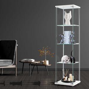 Stacked Display Cabinet Tempered Glass White-1973193812268421127