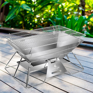 Levede Portable Folding BBQ Charcoal Grill Silver-1996005436452638727