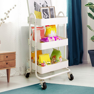 Levede 3 Tiers Kitchen Trolley Cart White-1973193877229801478