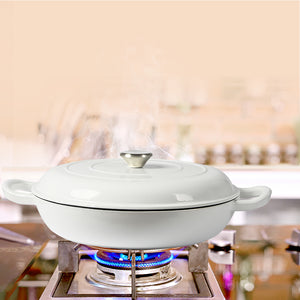 TOQUE 3.5L Enamel Dutch Oven Pan in White Colour-1973193931529261063