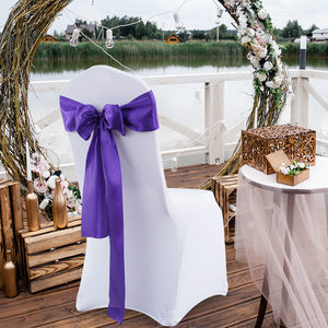 20x Table Runner Satin Chair Sashes Eggplant-1975420511928324102