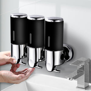 3 Bottles Bathroom Shower Soap Dispenser Black-1973193874616750080