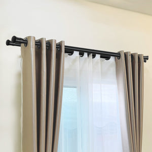 Marlow Black Double Curtain Rod Steel Pole Pommel Set Extendable Adjustable-1996005376243404807