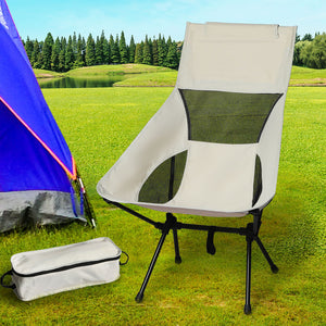 Levede Camping Chair Folding Outdoor Large Beige-1973193997778292743