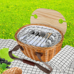 Picnic Basket Set Willow Baskets Outdoor-1973194015792828423