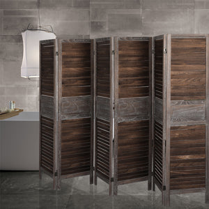Levede Room Divider 6 Panel Folding Brown-1973193787844988935
