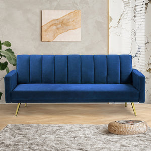 Levede Sofa Bed Convertible Velvet Lounge Recliner Couch Sleeper 3 Seater Blue-1975420375567306759