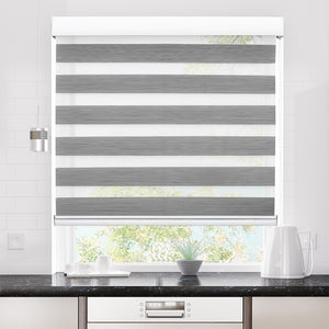 Marlow Blackout Zebra Roller Blind Curtains 120x210 Grey-1975420491145547783