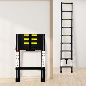 Traderight Multipurpose Aluminium Ladder Telescopic 2.6M Black 2.6 Meter-1973193881751261191