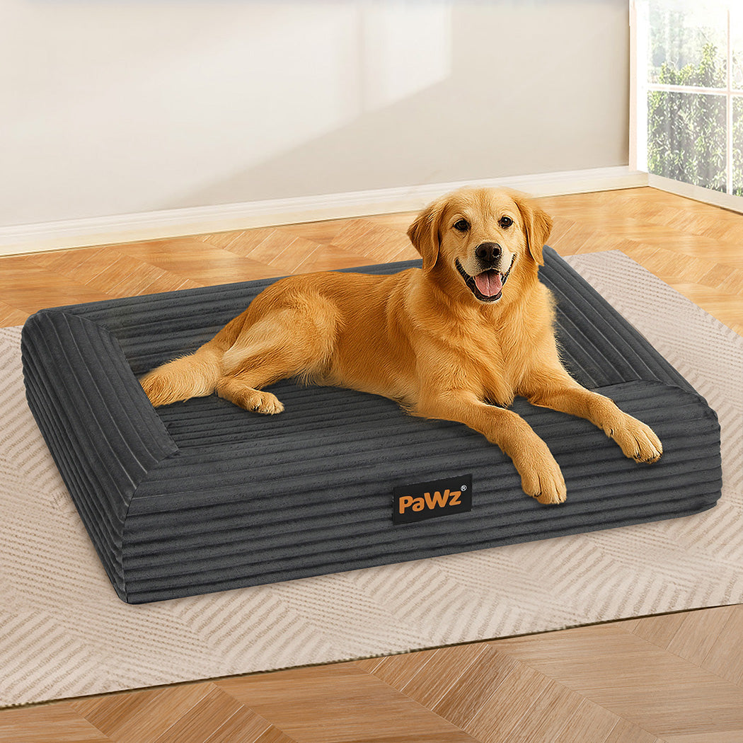 pawz-xl-size-orthopedic-dog-bed-with-corduroy-removable-cover-waterproof-washable-grey-1996005464088907783
