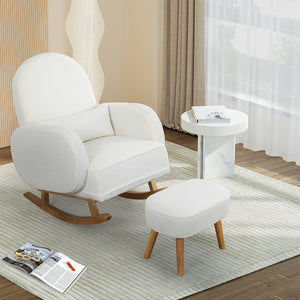 Levede Fleece Rocking Chair with footstool-1996005366923661319