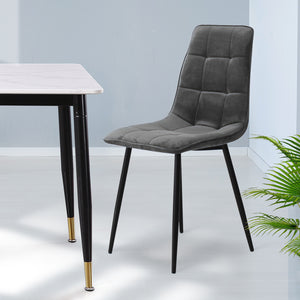 Levede 4x Dining Chairs Kitchen Velvet Grey-1973194074399838215