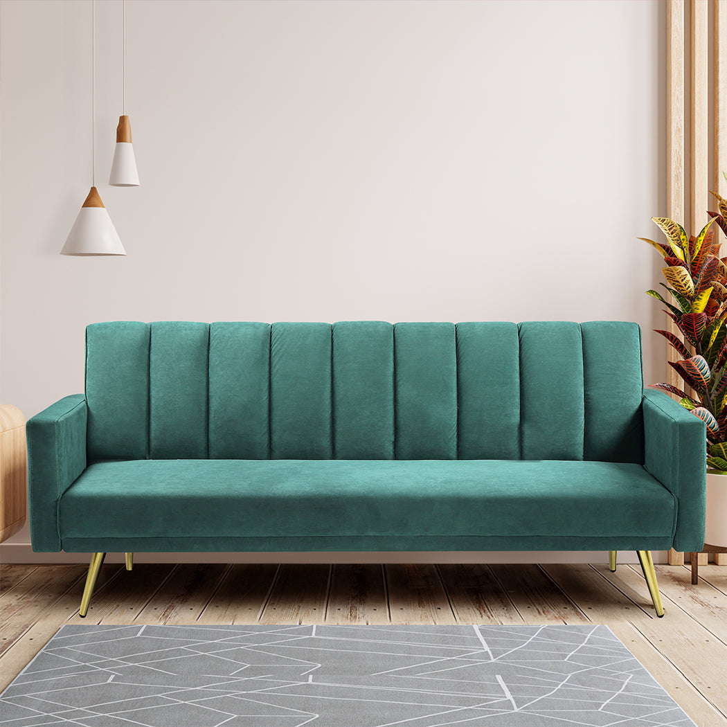 levede-sofa-bed-convertible-velvet-lounge-recliner-couch-sleeper-3-seater-green-1973193800419512327