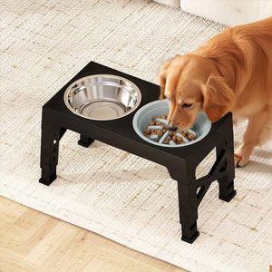 PaWz Elevated Dog Bowls 2 Stainless Steel Bowls and 1 Slow Feeder Bowl-1996005464961323015