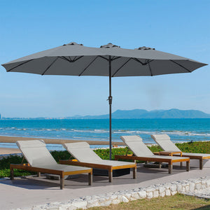 Centra 4.5M Double-sided Patio Umbrella Outdoor Umbrella Base Stand Grey-1996005404492042247
