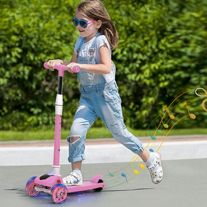 Bopeep Foldable Kids Scooter LED Music Pink-1996005547266150406