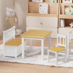Bopeep Kids Table and Chairs Set Wooden Study Play 4PCS-1996005451816374279