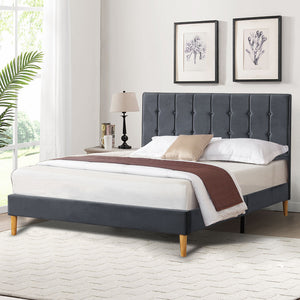 Levede Fabric Bed Frame Double Mattress Grey-1973194029692751879
