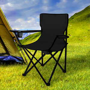 Levede Camping Chairs Folding Arm Foldable Black-1973193990161436679