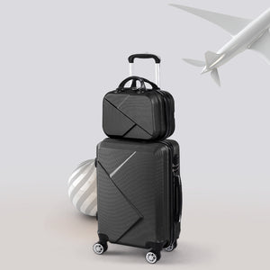 Slimbridge 2pcs 20"Travel Luggage Set Black-1973193936109441031