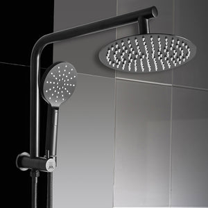High Pressure Shower Head Set Rain Round Black-1973194049154322439