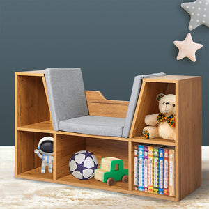 Levede Kids Bookcase Toys Box Shelf Brown-1975420407829893127