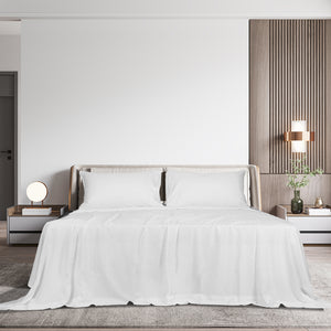 Dreamz 4pcs King Size 100% Bamboo Bed Sheet Set in White Colour-1973194026479915015