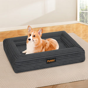 Pawz L Size Orthopedic Dog Bed with Corduroy Removable Cover Waterproof Washable Grey-1996005463325544455