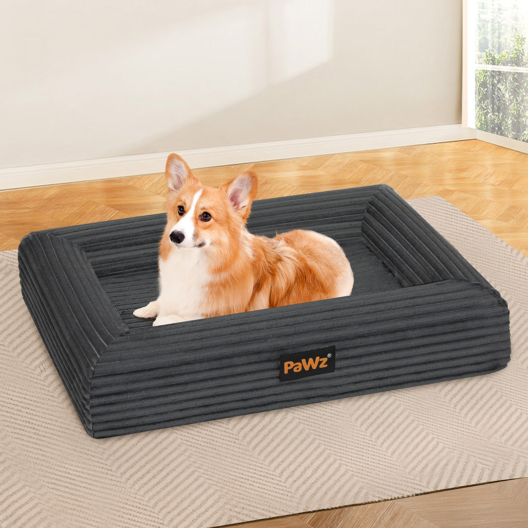 pawz-l-size-orthopedic-dog-bed-with-corduroy-removable-cover-waterproof-washable-grey-1996005463325544455