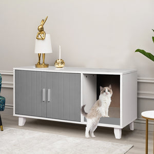 PaWz Enclosed Cat Litter Cabinet Box Grey-1975420459436609543
