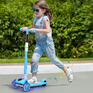 Bopeep Foldable Kids Scooter LED Music Blue-1996005546905440262