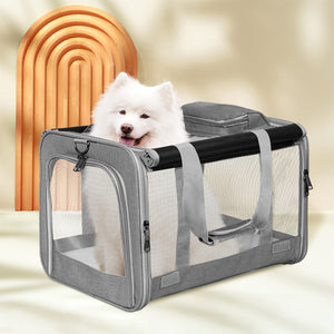 Pawz 3 in 1 Pet Soft Crate Dog Cat Carrier XL Size Grey-1996005445273260039