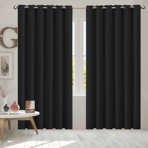2x Blockout Curtains Panels 3 Layers Black-1975420490608676870