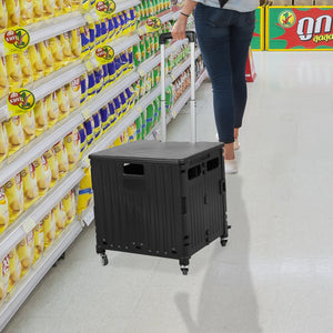 Folding Shopping Trolley Cart Portable Black-1973193722279628807