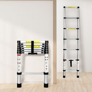 Traderight Multipurpose Ladder Telescopic 2M Silver 2 Meter-1973193881948393479