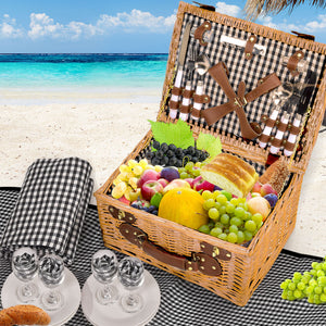4 Person Picnic Basket Baskets Set Outdoor-1973193795138883591