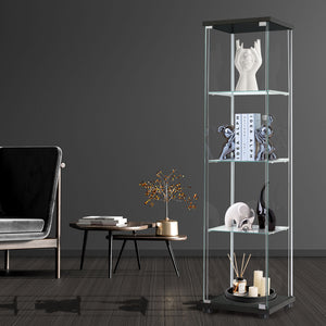 Stacked Display Storage Cabinet Glass Black-1973193812079677447