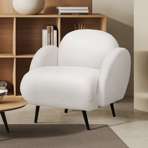 Levede Sofa Chair Fleece Upholstered Single White-1996005373856845831