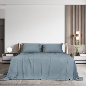 Dreamz 4pcs King Size 100% Bamboo Bed Sheet Set in Grey Colour-1973194026299559943